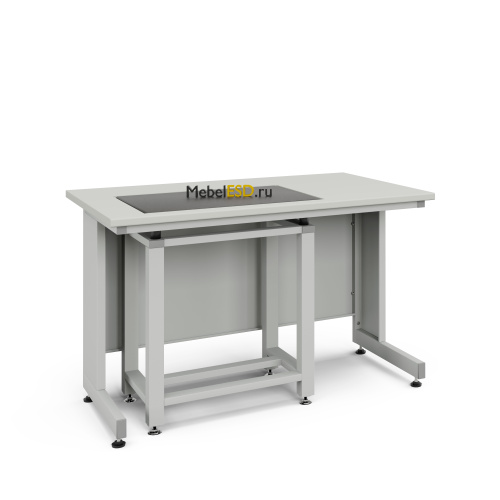 77.0042.10.14Л Стол весовой с приставкой ЭКРОС 1200х800х750 мм, весовой стол слева, раб. поверхность - ЛАМИНАТ СЕРЫЙ