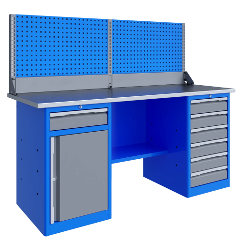 Верстак слесарный двухтумбовый, ВхШхГ 1470x1796x696, TNC 181.68.2-1