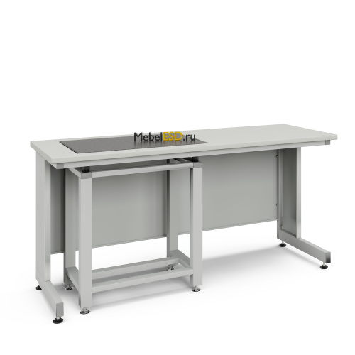 77.0045.10.14Л Стол весовой с приставкой ЭКРОС 1500х600х750 мм, весовой стол слева, раб. поверхность - ЛАМИНАТ СЕРЫЙ